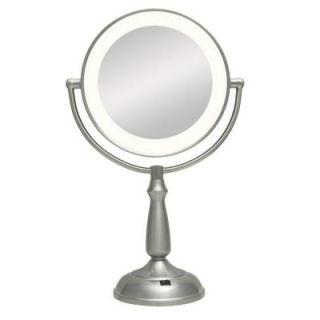 Zadro Ultra Bright LED Lighted 10X/1X Round Vanity Mirror in Satin Nickel LEDVPR410