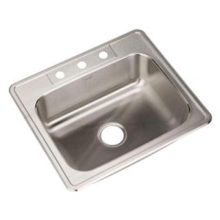 HOUZER Glowtone Series Top Mount Stainless Steel 25 in. 4 Hole Single Bowl Kitchen Sink 2522 8BS4 1