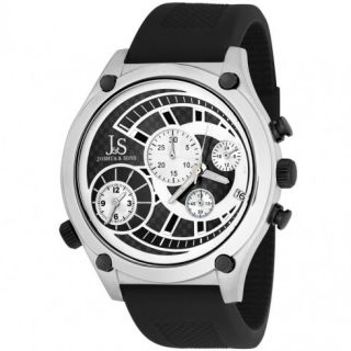 Joshua and Sons Joshua And Sons Silver And Black Double Layered Chrono