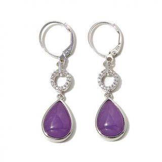 Jade of Yesteryear Lavender Jade and CZ Sterling Silver Teardrop Earrings   8106730