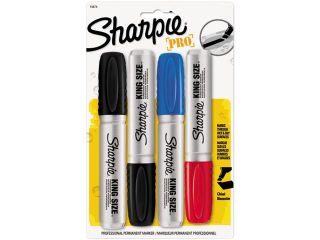 Sanford Sharpie King Size Markers, Chisel Tip, Blue/Red/Black, 4/Set, ST   SAN15674PP