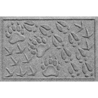 Bungalow Flooring Aqua Shield Animal Tracks Medium Grey 17.5 in. x 26.5 in. Pet Mat 20360571827